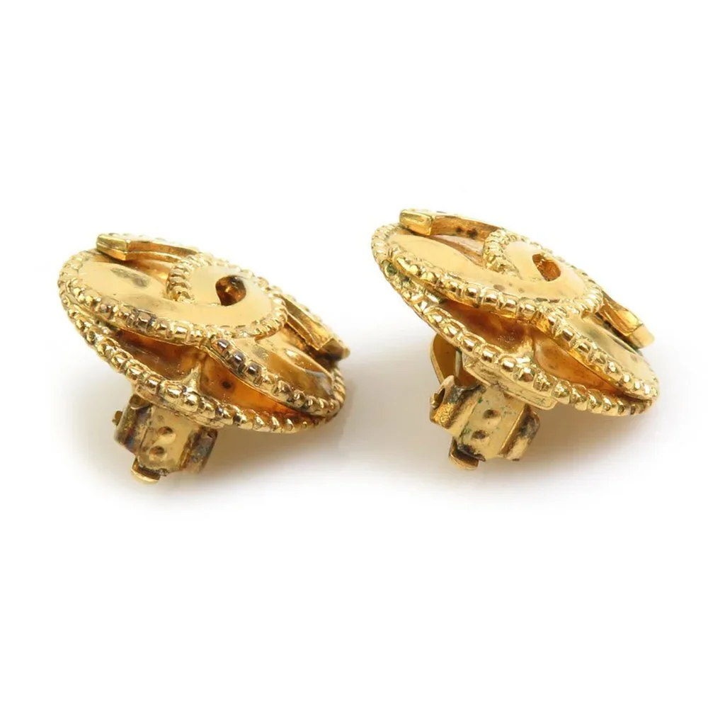 CHANEL Gold Logo Earrings